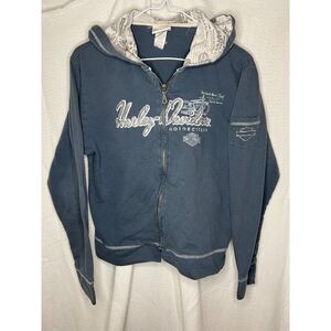 Harley Davidson womens full zip hoodie, vintage y2k, Lake Tahoe CA, Large